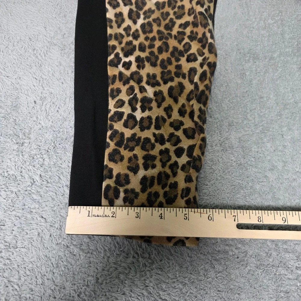 Chico's Womens 3 Leggings Leopard Print Black Side Stripe Stretch Ankle Pants